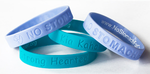 Kia Kaha and No Stomach for Cancer wristbands.